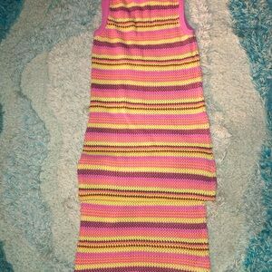 Forever 21 Pink, Yellow & Purple Striped Knit Tank Dress